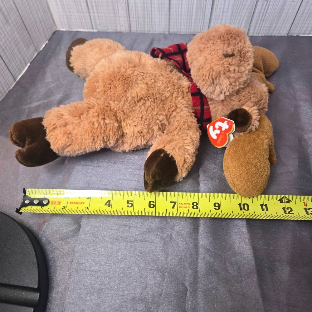 Ty Classic Lodges Moose Plush Stuffed Animal Red Plaid‎ Scarf Authentic Tag